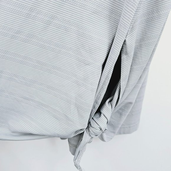 Athleta Max Out Tank Top XL Blue Grey White Stripe Side Tie Dip Back Athleisure - Picture 5 of 13